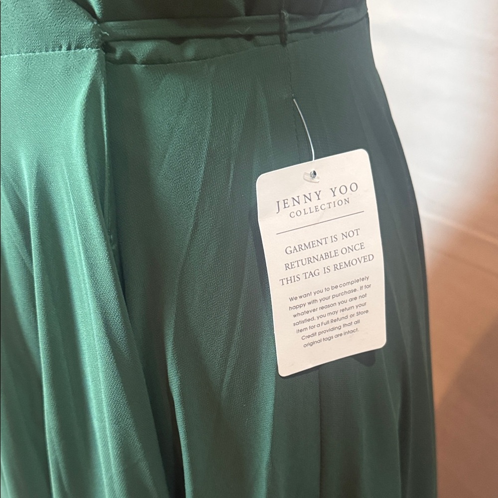 Jenny Yoo James Forest Green Chiffon Bridesmaid Gown‎ Size 2 NWT - Picture 7 of 14